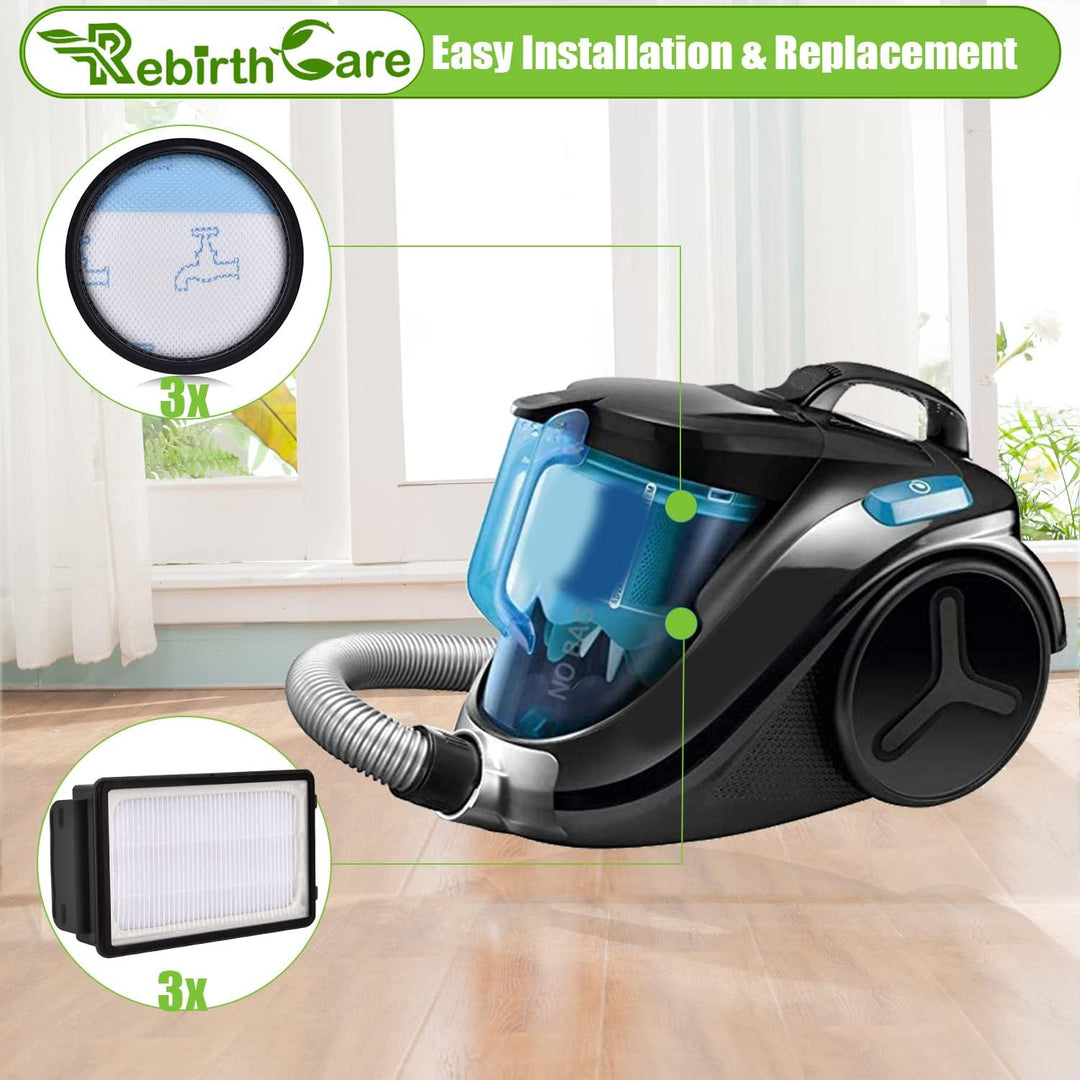 Rebirthcare 3 Pack HEPA Filterset für Rowenta Compact Power Cyclonic Force Beutelloser Staubsauger F