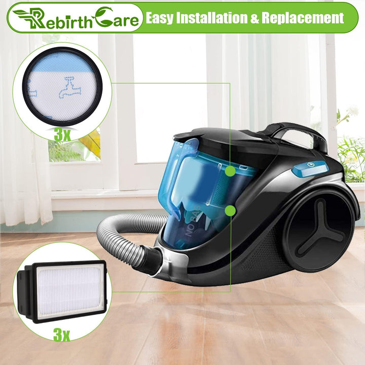 Rebirthcare 3 Pack HEPA Filterset für Rowenta Compact Power Cyclonic Force Beutelloser Staubsauger F