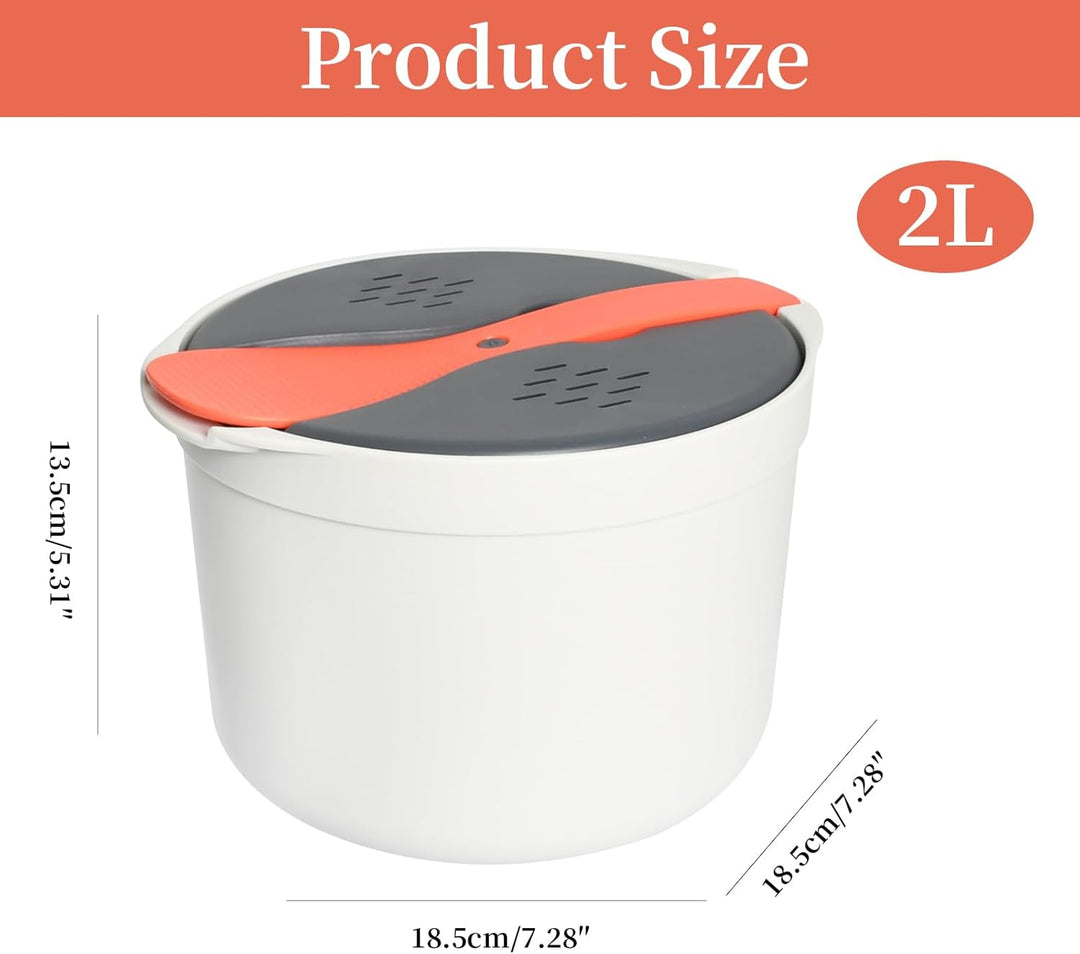 2L Reiskocher Mikrowelle Dampfgarer Mikrowelle Multifunktions Dampfgarer mit Filterabdeckung Gedämpf