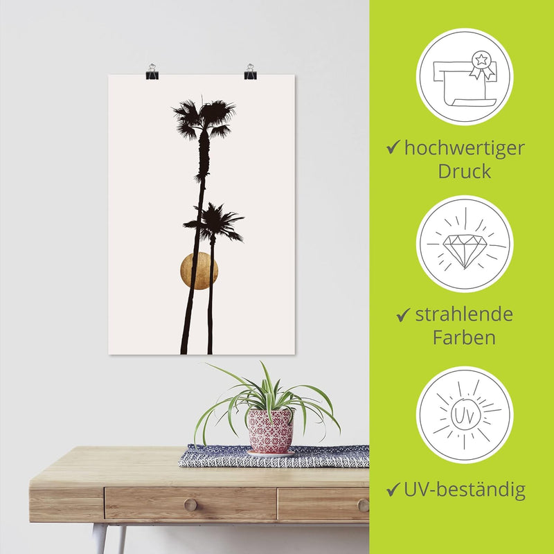 ARTland Poster Kunstdruck Wandposter Bild ohne Rahmen 60x90 cm Hochformat Minimalismus Sonne Pflanze