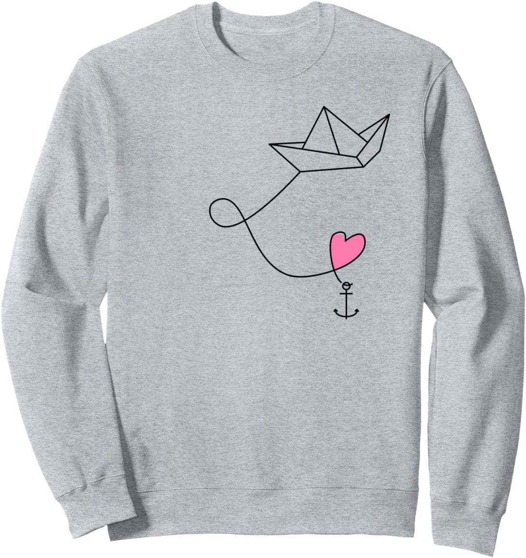Papierschiffchen im Meer Anker Papierboot Sweatshirt
