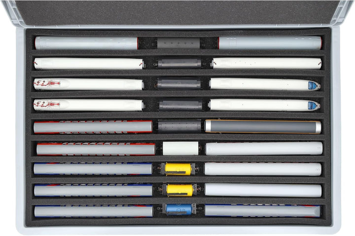 Feldherr Eurobox 60 x 40 cm Set für Modelleisenbahnen - Spur TT - 9 Fächer - Schaumstoffeinlage für