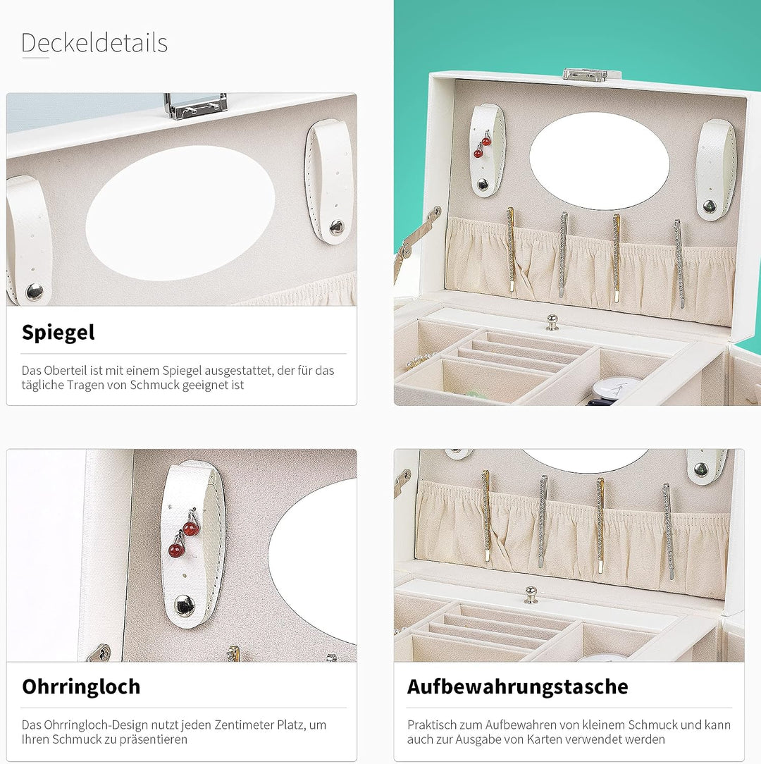 AdelDream Damenschachtel PU-Leder Medium Juwelierlocker mit Schloss Geeignet für Heimfahrt um Ringe