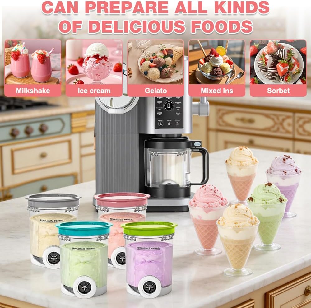 Behälter für Ninja Creami Swirl NC700 NC701EU Serie, Afenau 4 Stück BPA-Frei Eisbehälter mit SwirlDe