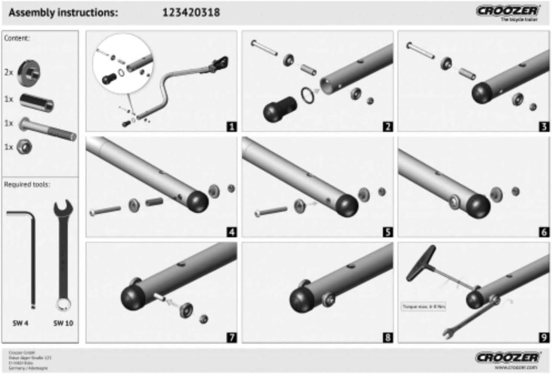 CROOZER Bolzenset für Deichsel ab Modelle 2018