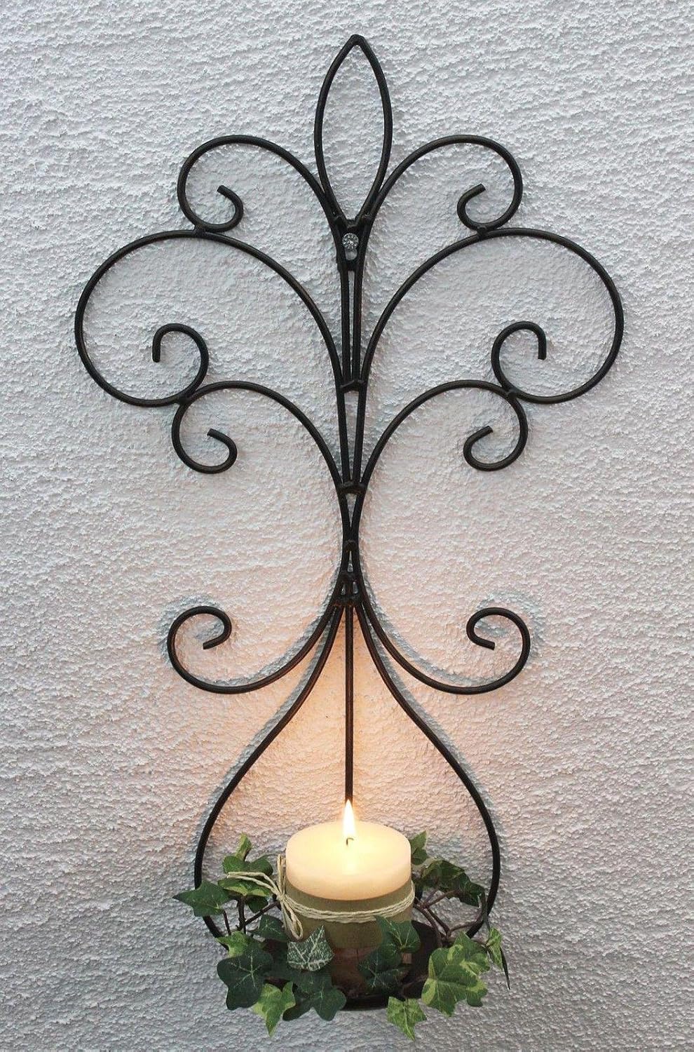 DanDiBo Wandkerzenhalter Metall Antik Schwarz 12107 Kerzenhalter Wand 58cm Schmiedeeisen Kerzenleuch