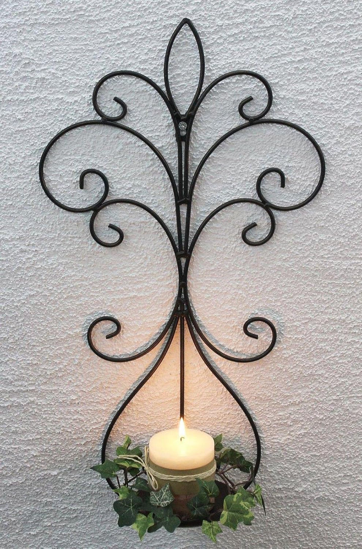 DanDiBo Wandkerzenhalter Metall Antik Schwarz 12107 Kerzenhalter Wand 58cm Schmiedeeisen Kerzenleuch