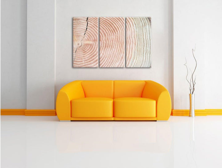 Pixxprint Baumstamm Jahresringe als Leinwandbild/Grösse: 3 Teilig (120x80 cm) cm/Wandbild/Kunstdruck
