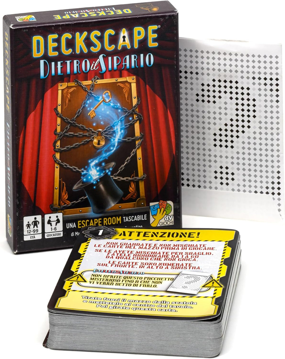 DV Spiele - Deckscape-Hinter der Sipario-EIN Escape Room Pocket - Italienische Edition, Mehrfarbig,