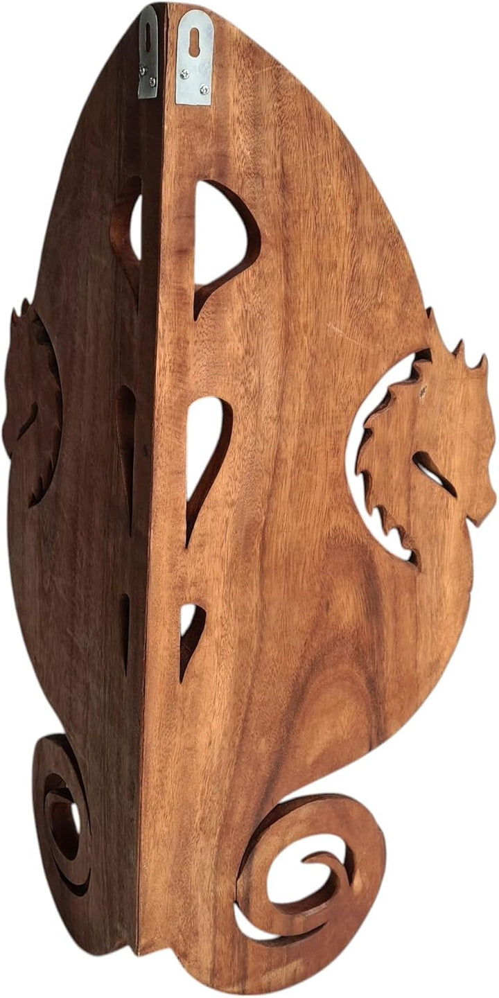 Windalf Hobbit-Style Drachen Eck-Regal DRACONI 70 cm mit 2 Ablagen Rustikales Wandregal Bücherregal