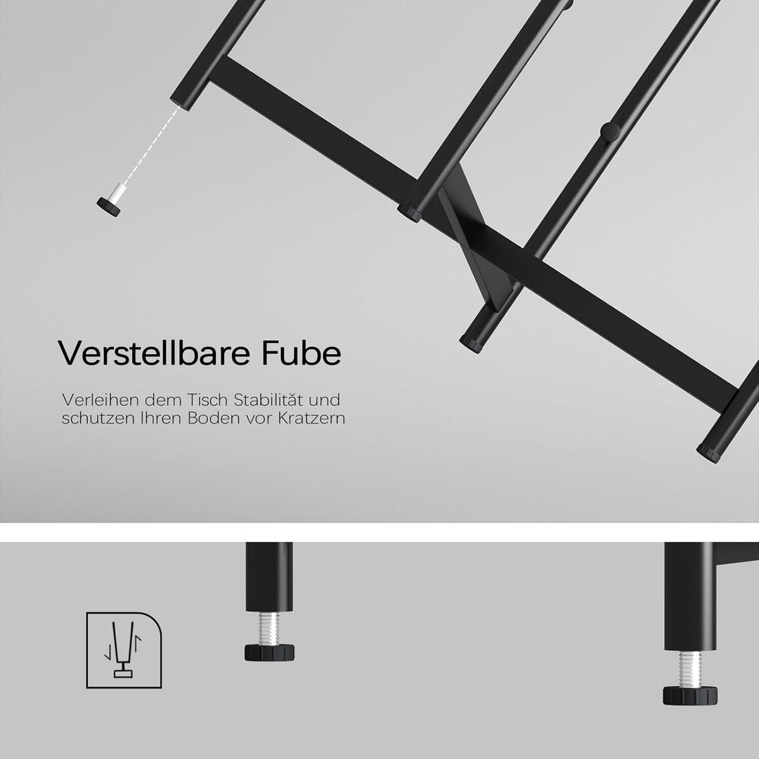 Beistelltisch Rund, Sofatisch 2 Ebenen, Metall Balkontisch, Kleiner Tisch, Couchtisch mit Korb aus S
