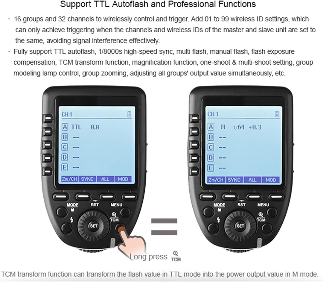 Godox Xpro-C Kamerablitz Abzug für Canon Wireless Remote 2,4 GHz 1/8000s HSS TTL-Konvertierung – Man