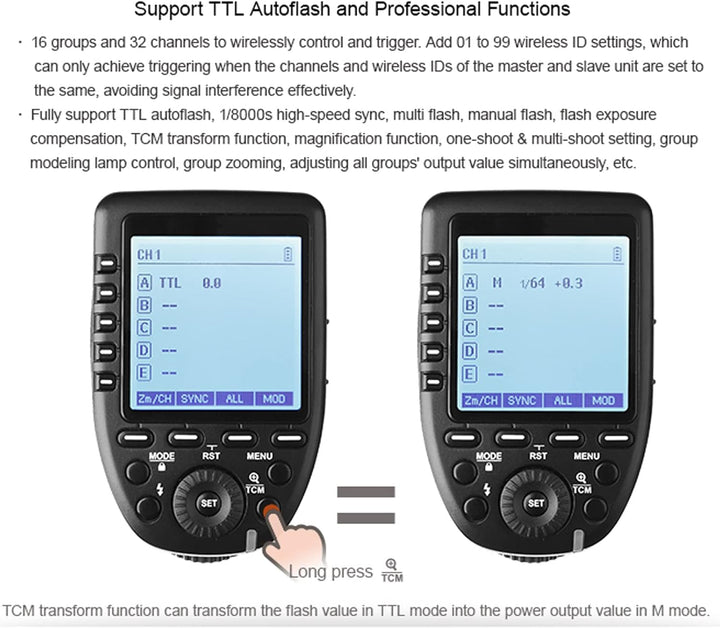 Godox Xpro-C Kamerablitz Abzug für Canon Wireless Remote 2,4 GHz 1/8000s HSS TTL-Konvertierung – Man