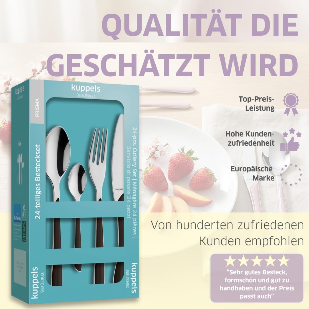 Kuppels PRISMA Besteck Set 6 Personen | Besteck 24 teilig | Camping Besteckset 6 Personen | Besteck