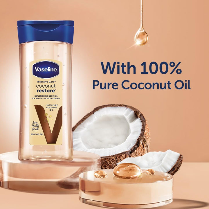 Vaseline Intensive Care Körperöl Coconut Restore für gesunde, mit Feuchtigkeit versorgte Haut. Regen