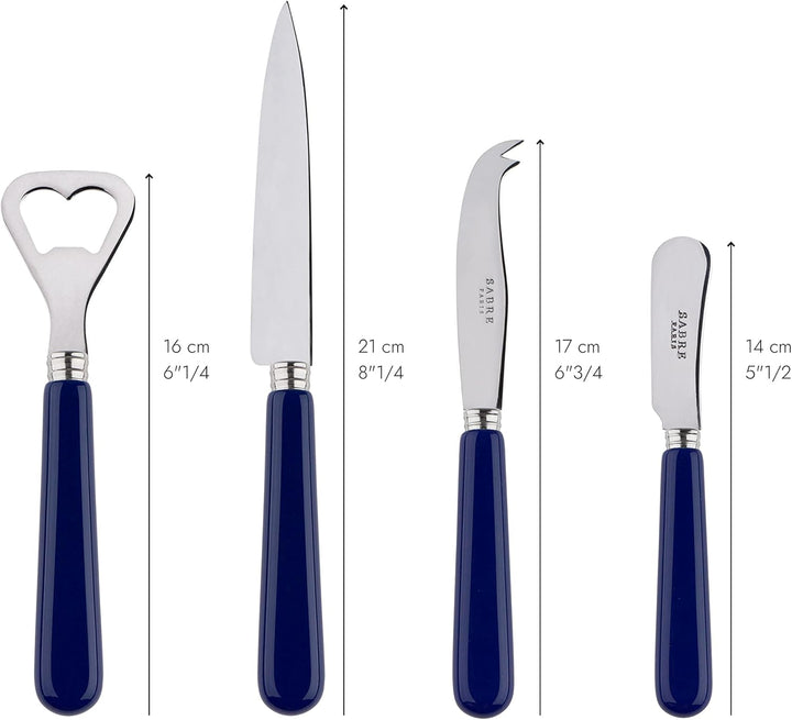 SABRE PARIS - Apero-Set, 4-teilig -Pop - Flaschenöffner, Spickmesser, kleines Käse- & Buttermesser -
