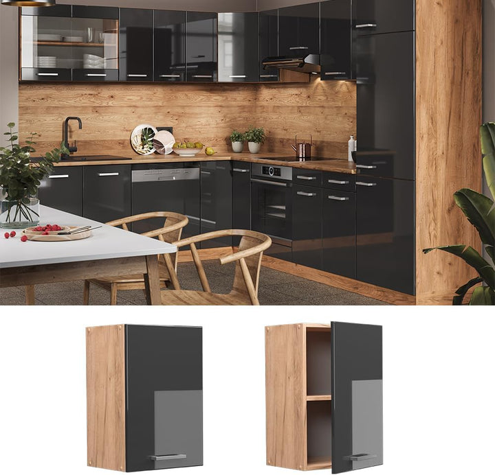 Vicco Hängeschrank R-Line, Anthrazit Hochglanz/Goldkraft Eiche, 40 cm Anthrazit Hochglanz Hängeschra
