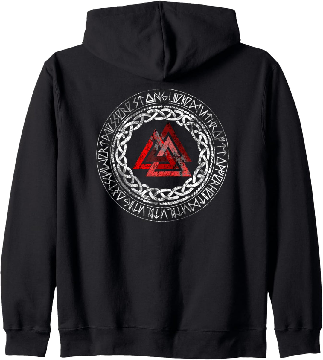 Roter Valknut, Wotansknoten, Runen kreis, Wikinger, Kelten, Kapuzenjacke