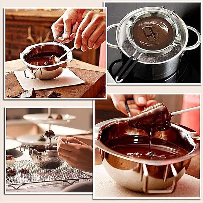 JEMESI Schokobrunnen -1200ml Chokoladen Schmelztiegel Edelstahl 304 - Wasserbad Schmelzschale,für Sc
