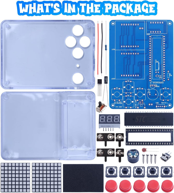 PEMENOL DIY Spielekonsole Löten Bausatz Retro 4 Klassische Spiele Handheld Game Console Elektronik L