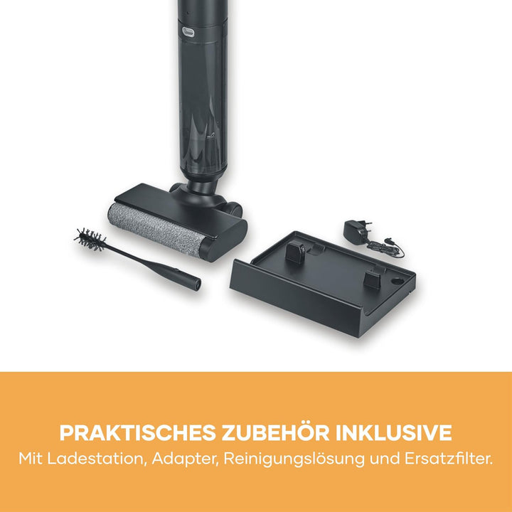 Severin Elektrischer Bodenwischer kabellos, mit LED-Anzeige, Zwei-Tank-System, mit Ladestation, Adap