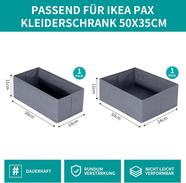 2er Set Schubladen Organizer kompatibel mit PAX Kleiderschrank 50x35 cm, Faltbar Stabil, Robuste Auf