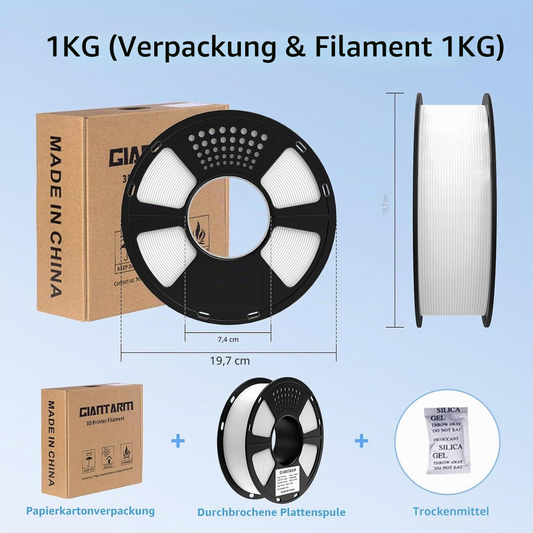 GIANTARM PLA Filament 1.75mm,3D Drucker Filament PLA 1kg,MaBgenauigkeit +/- 0,02mm,3D-Druckmateriali