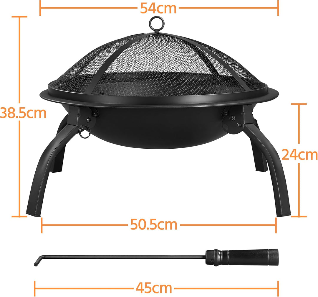 Yaheetech Feuerstelle Feuerschale mit Funkenschutz, Klappbare Feuerkorb Outdoor Fire Pits Feuerschal