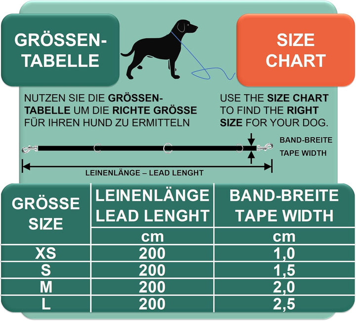 DEY - Premium Hundeleine Nylon 2m | 3fach Verstellbar | für Kleine, Mittelgrosse u. Grosse Hunde | v