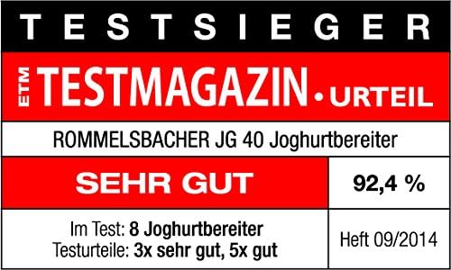 ROMMELSBACHER Joghurtbereiter JG 40 - für bis zu 1200 g Joghurt, LCD Display, 18 Stunden Zeitschaltu