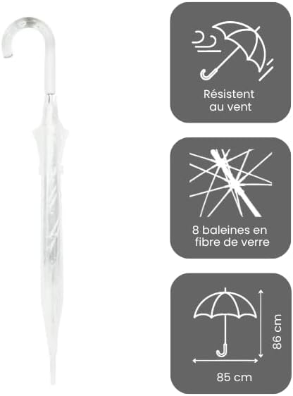 SMATI Durchsichtiger Regenschirm transparent Stockschirm Glockenform Hochzeit, Hochzeit