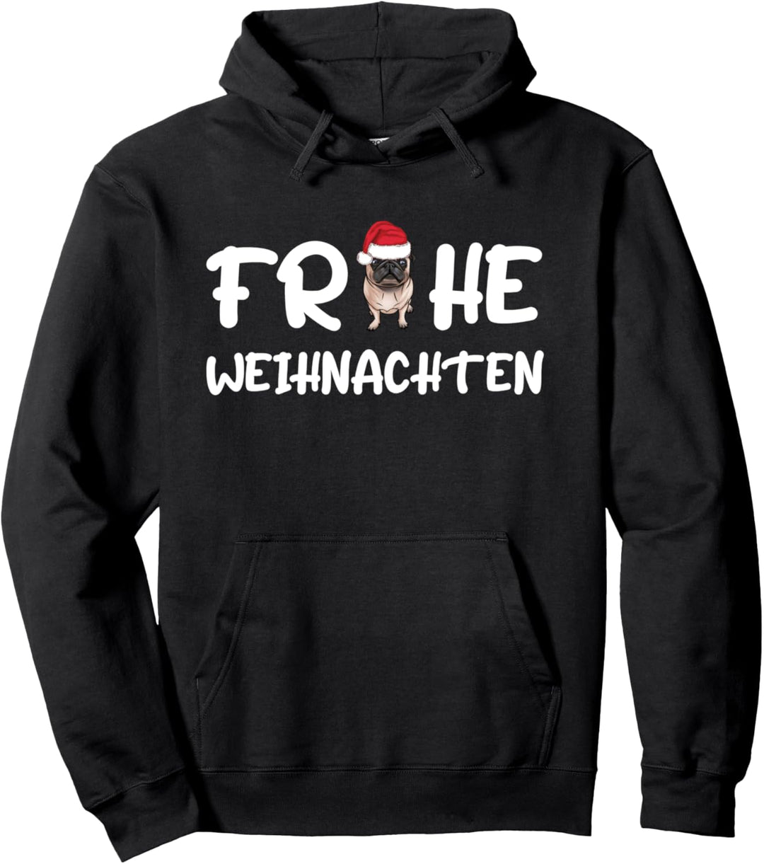 Mops Weihnachtspulli Hund Mops Frohe Weihnachten Pullover Hoodie