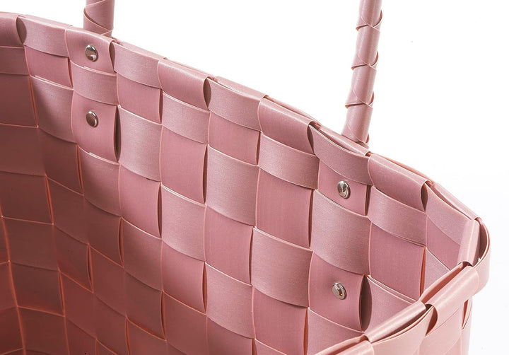 Kobolo Tasche Einkaufstasche Einkaufskorb geflochten Kunststoff Shopper - Rose XXL - rosa