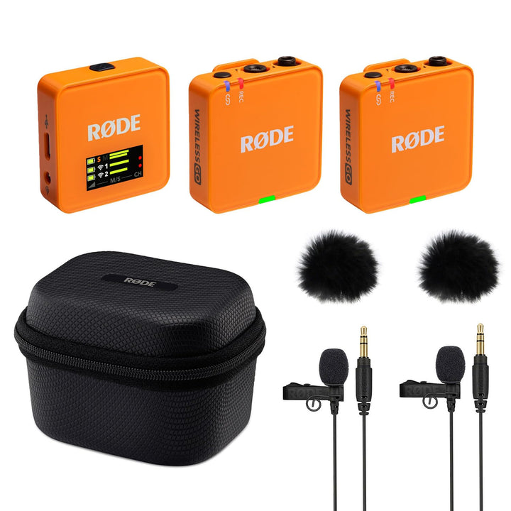 Rode Wireless GO Gen 3 Drahtloses 2-Kanal Mikrofon-Funksystem Orange mit Charge Case + 2X Lavalier G