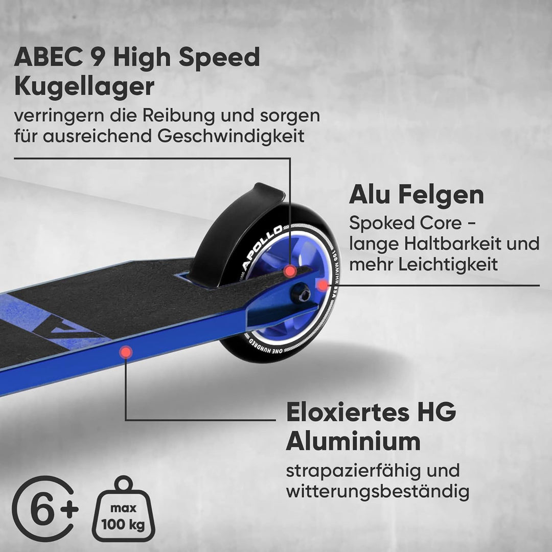 Apollo Stunt Scooter - Star Pro | HighQuality eloxierter Profi Stuntroller | Kinder Scooter mit ABEC