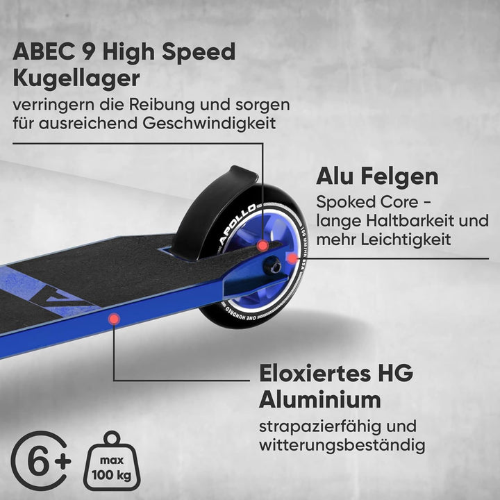 Apollo Stunt Scooter - Star Pro | HighQuality eloxierter Profi Stuntroller | Kinder Scooter mit ABEC