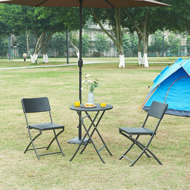 [en.casa] Klapptisch Mark Gartentisch Campingtisch klappbar 60 x 74 cm rund Picknicktisch Outdoor Ra