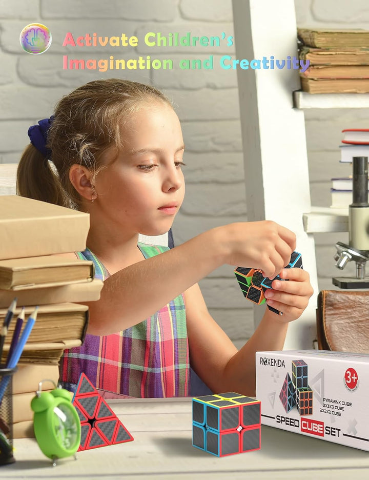 Roxenda Zauberwürfel Set, Original Speed Cube Set mit 2x2 3x3 Pyramide Speedcube, Einfaches Drehen &
