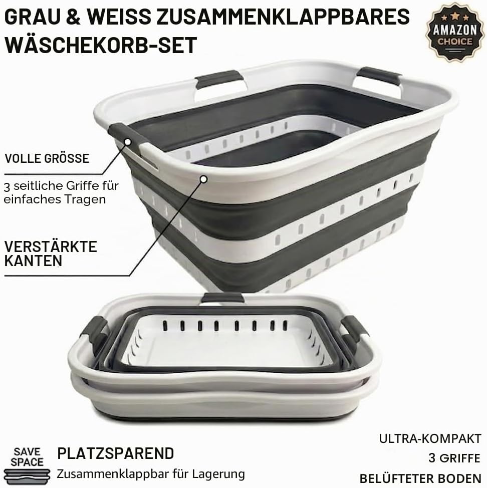 SAMMART 42L Zusammenklappbarer Wäschekorb aus Kunststoff – faltbarer Pop-Up-Aufbewahrungsbehälter/Or