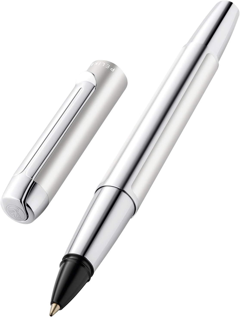 Pelikan Tintenroller Pura R40, Silver, hochwertiger Drehkugelschreiber im Geschenk-Etui, 952085, 1 S