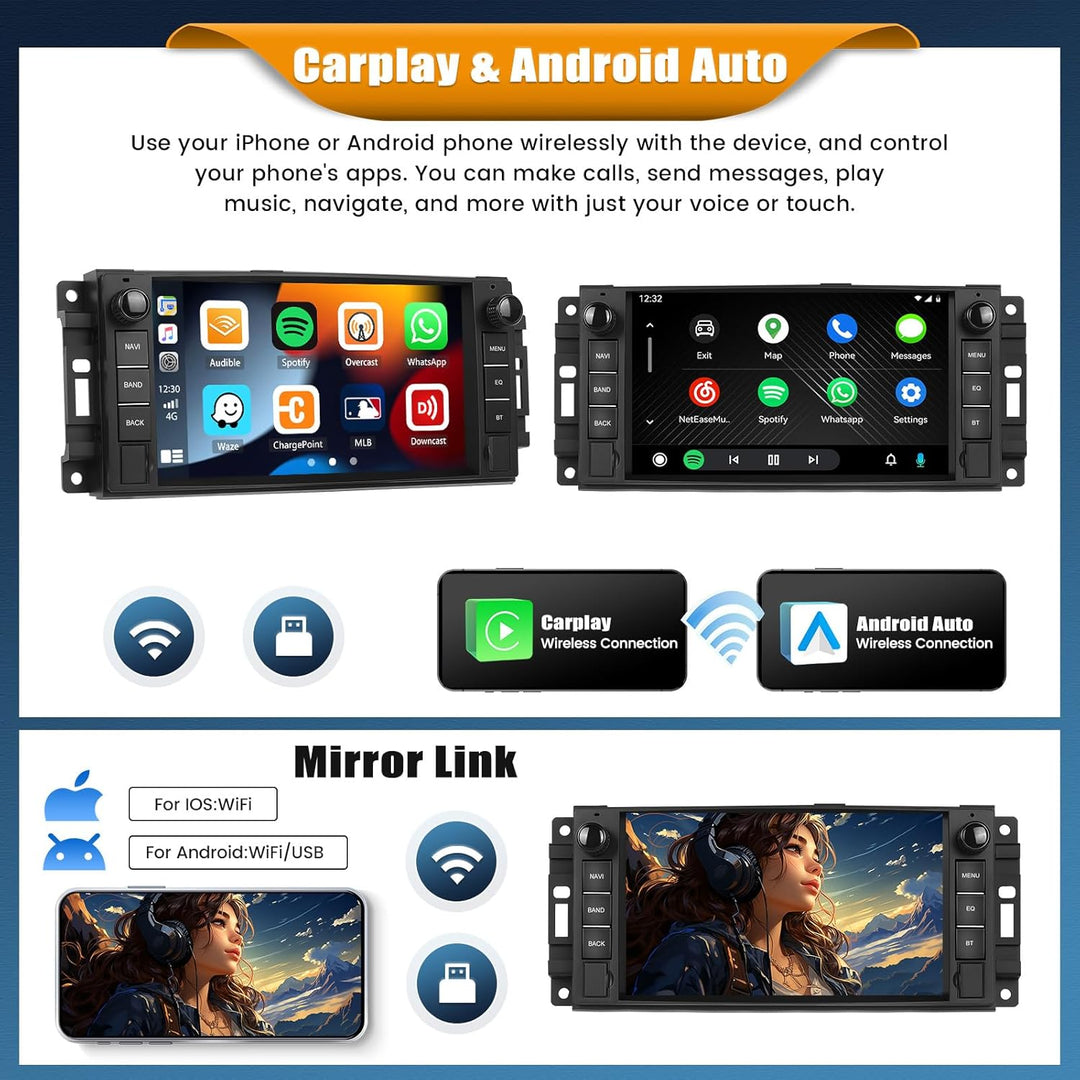 Android 15, 6G+128G 8Kern Autoradio für Jeep Wrangler Compass Grand Cherokee/Chrysler 300C/Dodge Ram