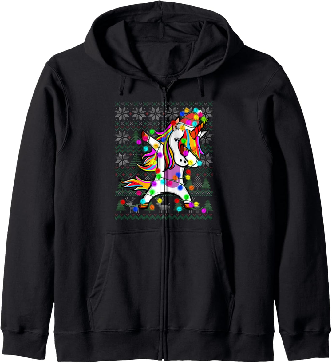 Dabbing Unicorn Christmas Lights Ugly Christmas Sweater Gift Kapuzenjacke