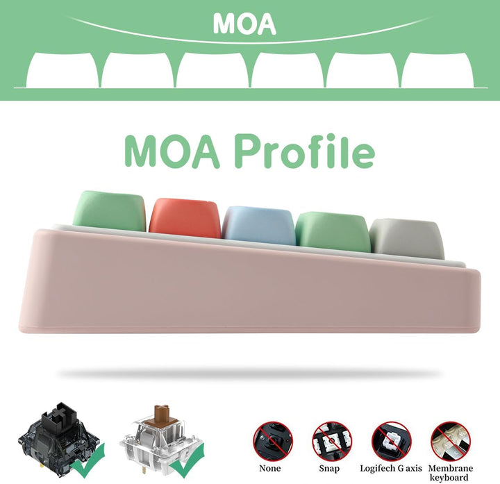 Tsungup PBT Keycaps, Custom Cute Keycaps 126 Tasten MOA Profil Dye-Sublimation Keycap Set Kompatibel