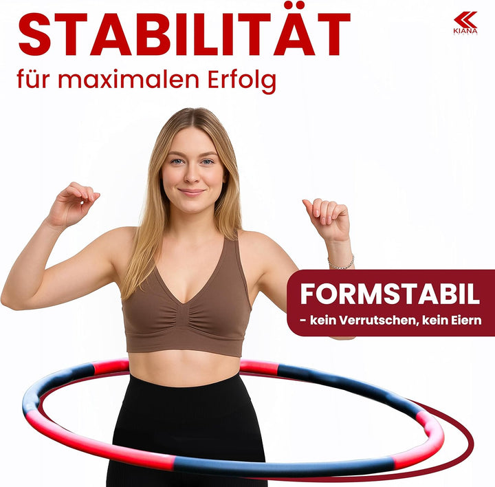 KIANA SPORTS® Hula Hoop Reifen Erwachsene inkl. Tasche und Übungsplan [1,2 kg] - Stabiler Hoola Hoop