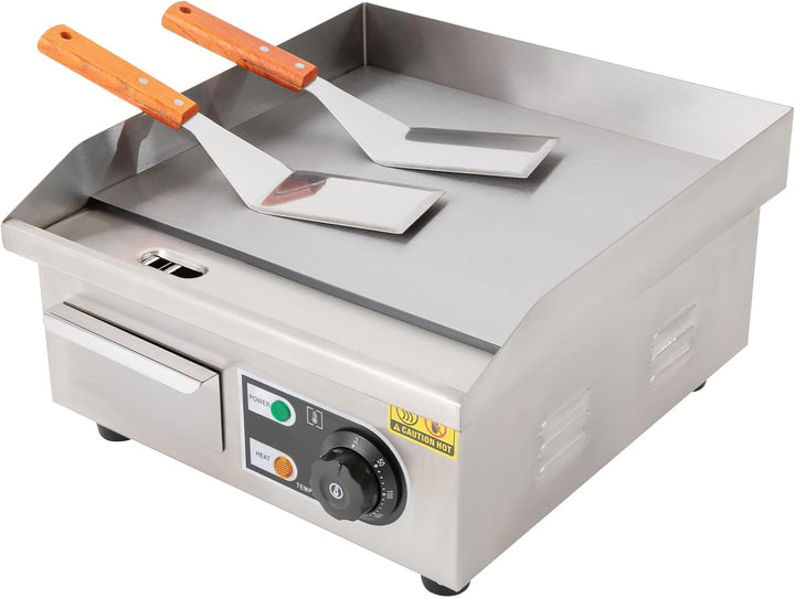 2000W Elektrische Grillplatte, 14 Zoll Teppanyaki Grillplatte, Kommerzielle Edelstahl Grill für Pfan
