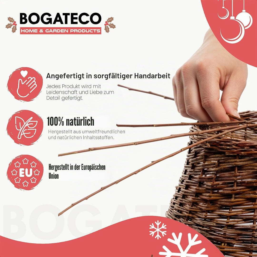 BOGATECO Weidenkorb für den Weihnachtsbaum 50cm Durchmesser | Weihnachtsbaum Rock aus Weide | Weihna