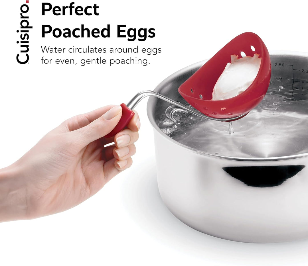 CUISIPRO Silikon Eierpochierer 2er-Set | Rot | Für perfekt geformte, sanft gegarte Eier | Eier Pochi