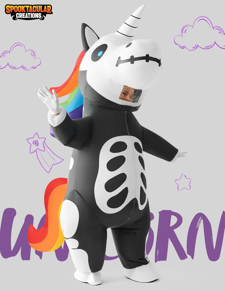 Spooktacular Creations Aufblasbares Einhorn Kostüm Ganzkörper, Einhorn Air Blow-up Kostüm für Hallow