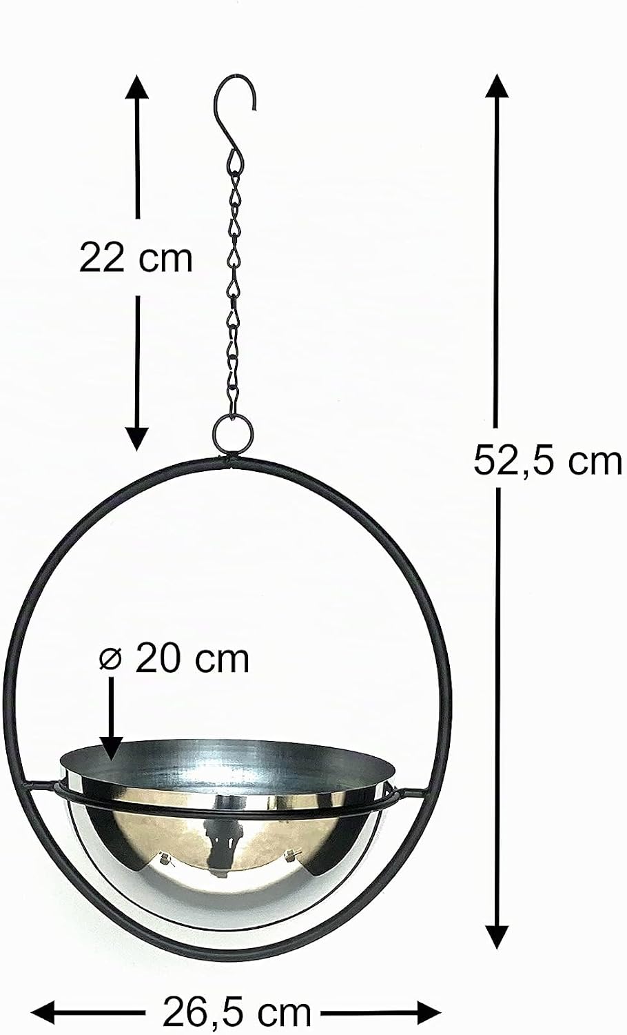 DanDiBo Blumenampel Innen Metall Wand Hängepflanzen 53 cm 96087 M mit Topf Silber Pflanzenhänger Blu