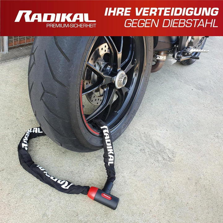 RADIKAL RKX170 Diebstahlsicheres Kettenschloss Motorrad, Roller, Fahrrad, Sicherheit 8mm verstärkter